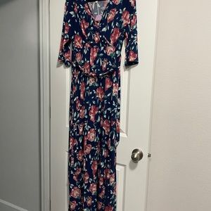 Maternity wrap floral maxi dress